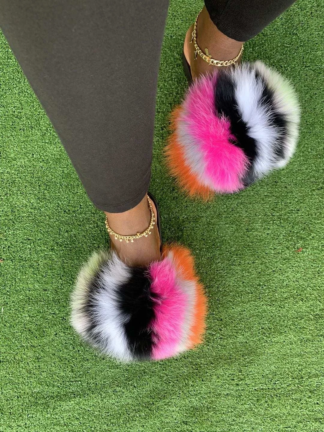 
Fur slipper for toddlers fox fur slippers real slippers women soft real fox fur slides 