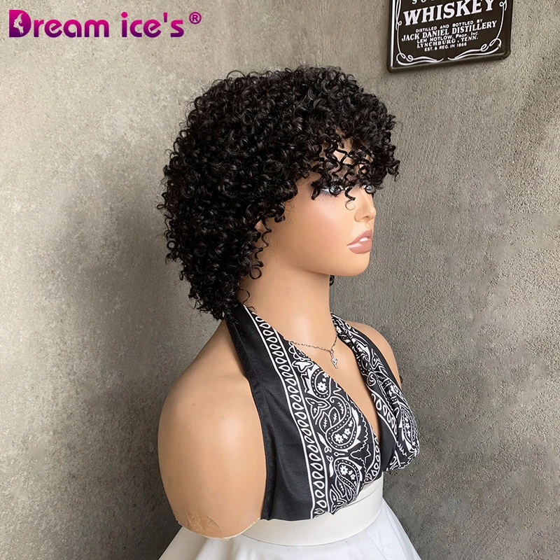 Short Water Wave Wig Bob Human Hair Vietnamese Natural Wave,Fringe Water Curls Human Hair Wigs 100% Full Machine Wig With Bang