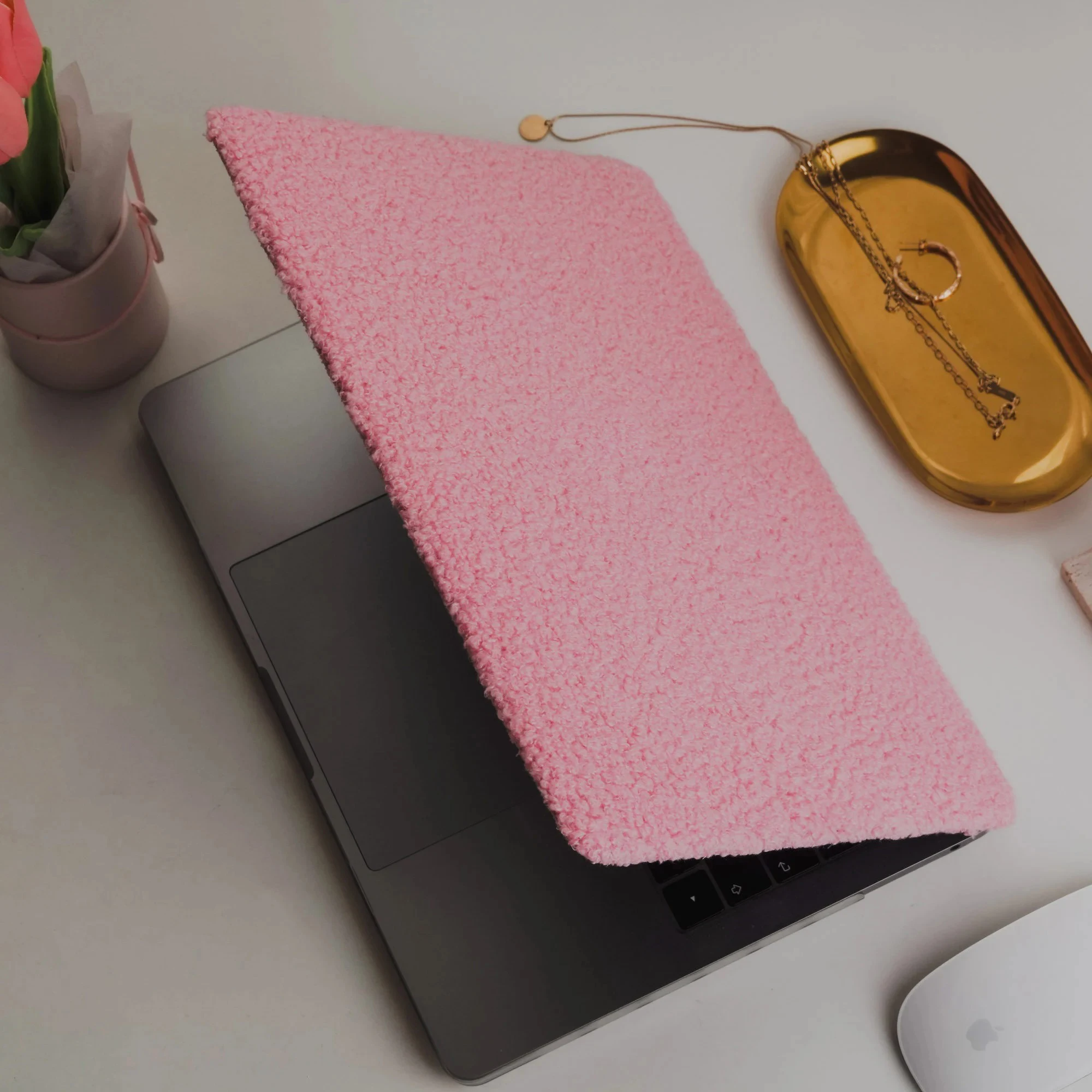 Pink Fluffy Teddy Case For Macbook Pro 13 M1 pro 14 inch 15 16 Touch Bar Retina Air 13.6 M3 inch Laptop Hard Macbook case