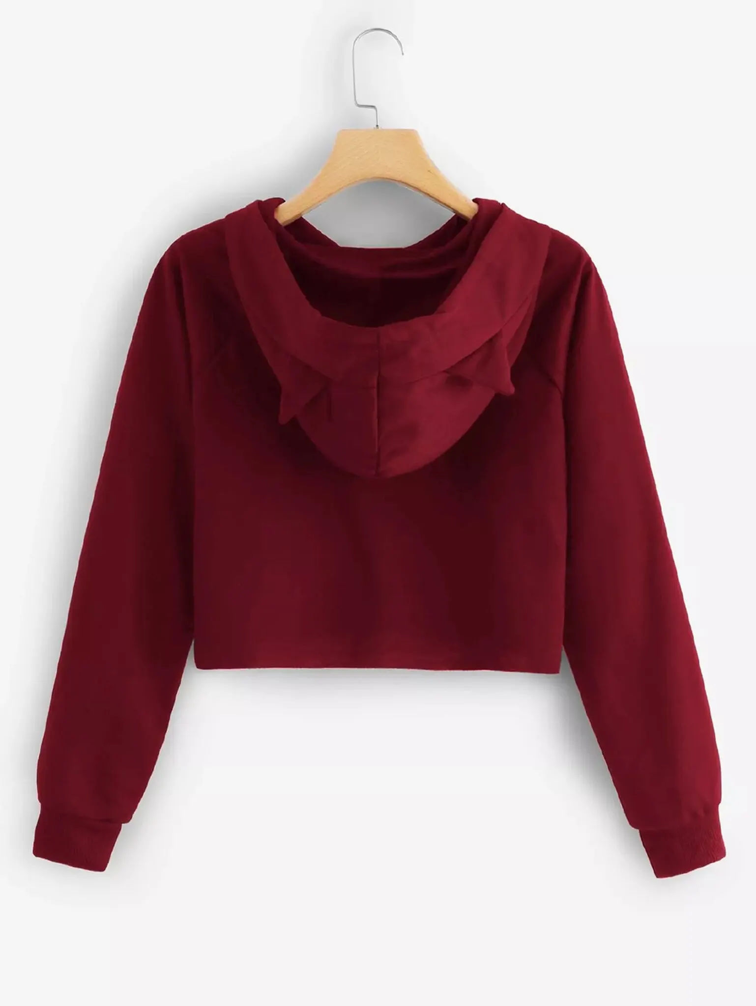 Drawstring Cropped Cat Hoodie Casual Womens Hoodies & Sweatshirts Woman Crop Top Cat Ears Hoodies Girl Sweatshirt