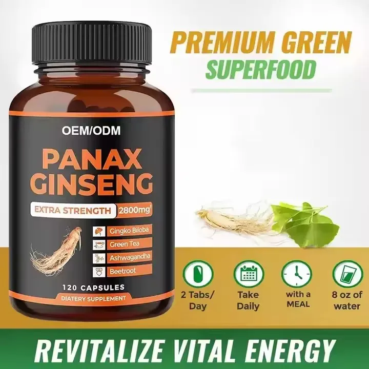 OEM/ODM Gingko Biloba Panax экстракт женьшеня добавка для повышения энергии мужские фитнес-капсулы