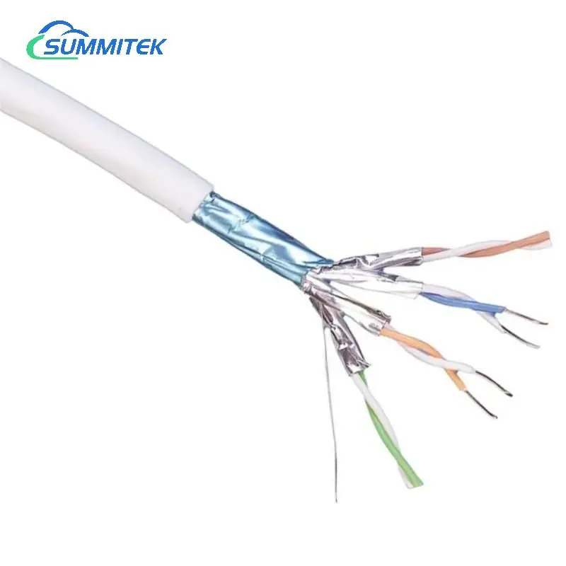 Indoor S/FTP SFTP CAT7 Lan Cable 23AWG 0.57mm Solid Copper OEM Category7 Double Shielded PVC CM CMR 4p twist pair 305m 1000ft