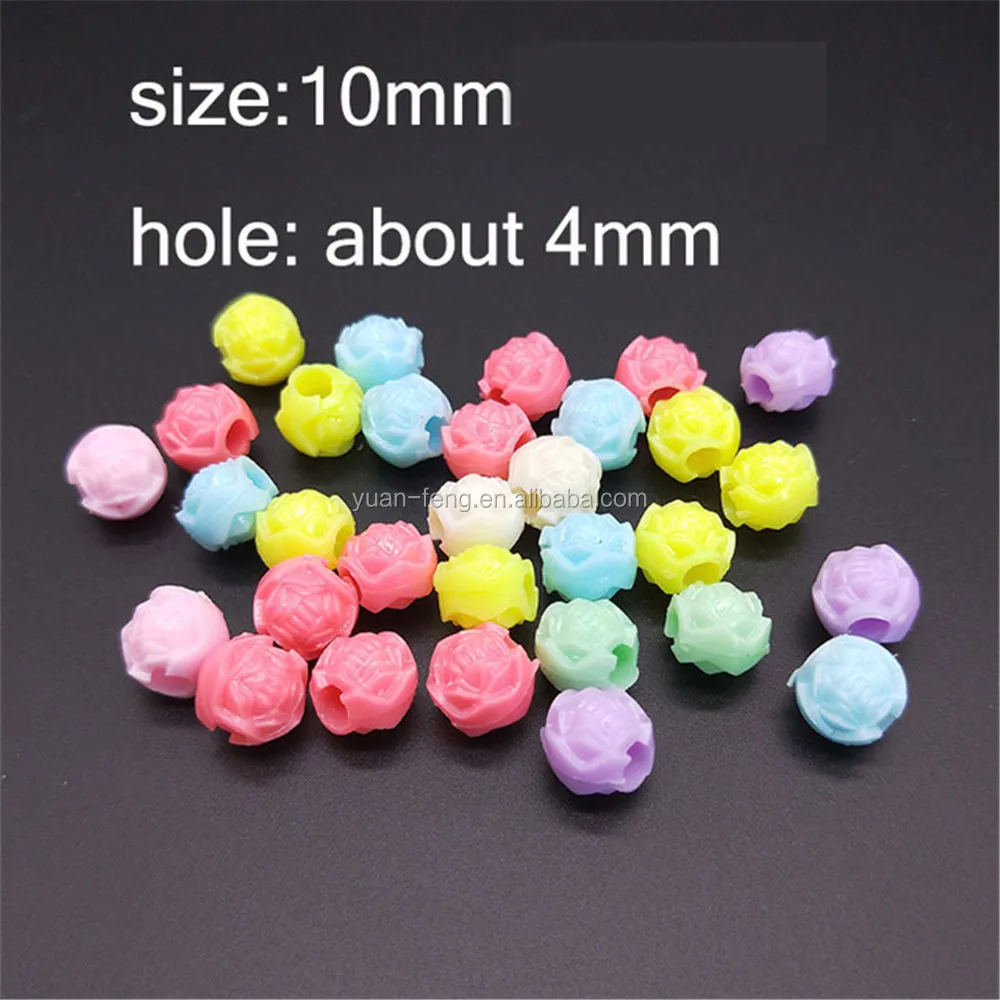YF 10mm Rose Multiple Styles Mixed candy color plastic Beads For Jewelry Making Accessories DIY-Beading