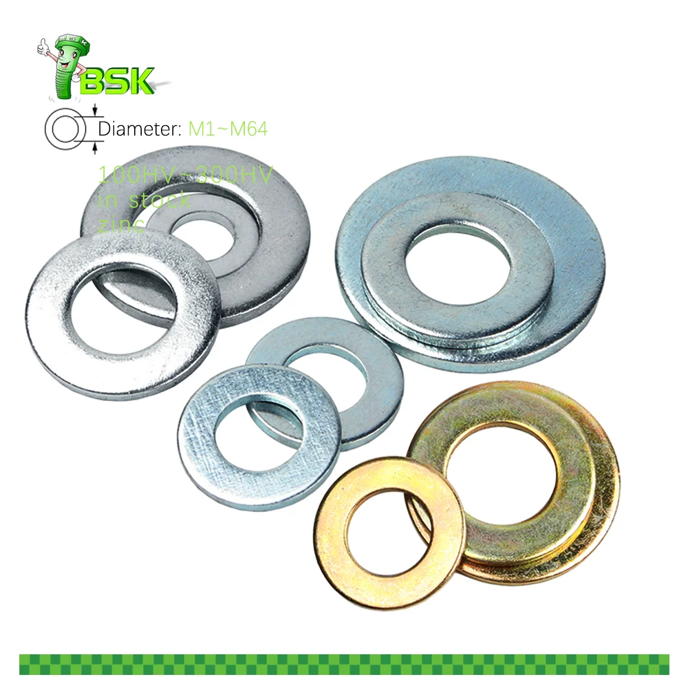 Wholesale Galvanized Flat Washer for screw size M2-M64 Carbon Steel Class8.8 10.9 12.9 SAE USS ASME washers Blue Zinc Plated