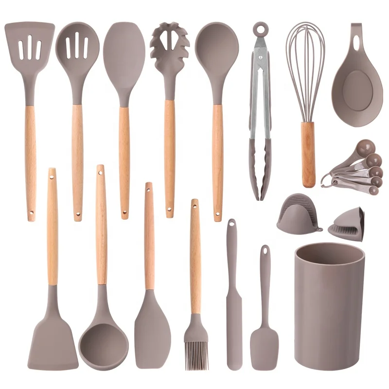 
Kitchenware Set 18pcs Wood Handle Silicone Kitchen Utensil Set for Home Kitchen 1000 Sets 