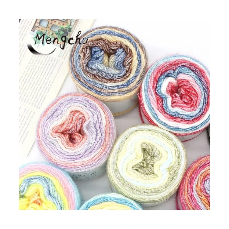YarnCrafts Beautiful Crochet Hand Knitting Natural Rainbow Cake Cotton Blended Yarn with 5 Ply Scarf
