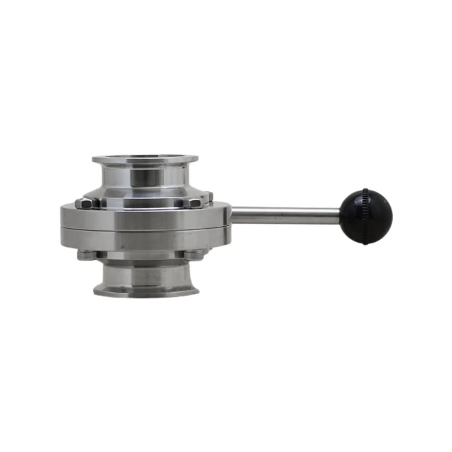 Ss304 Sanitary Stainless Steel Tri Clamp Butterfly Valve For Food Milk With Square Handle