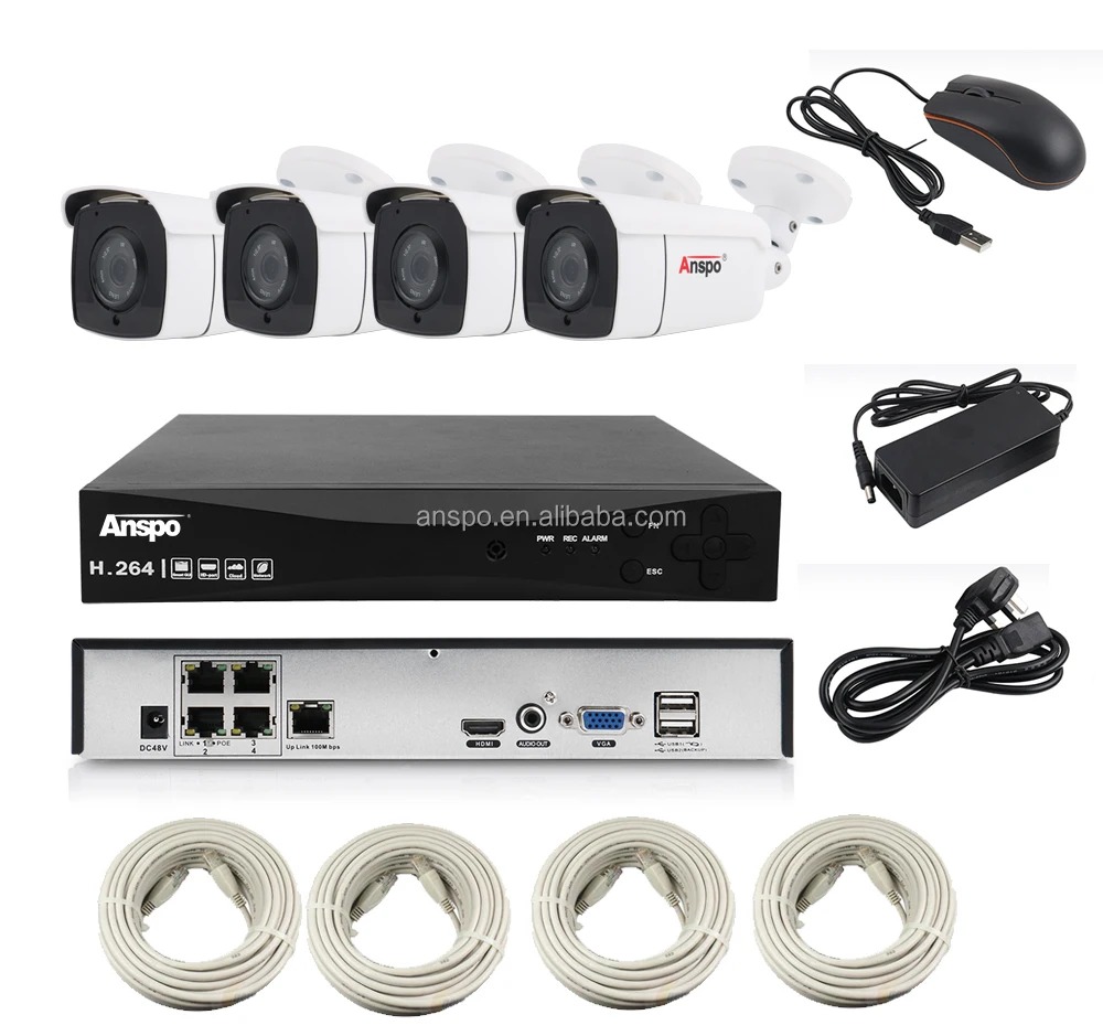 H.265 4CH 5MP IP POE NVR kit P2P cctv surveillance system AI Face recognition camera POE CCTV Security camera