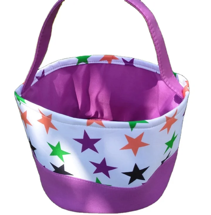 Оптовая продажа, ведра для Хэллоуина в горошек, оранжевые, черные, из полиэстера, ведро для конфет на Хэллоуин