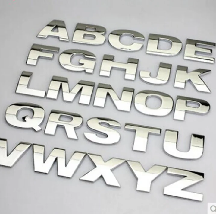 
45mm DIY Car Sticker Letter Digital Alphabet Emblem Motorcycle Badge Auto Number Decal Audi Ford VW Nissan Accessories 