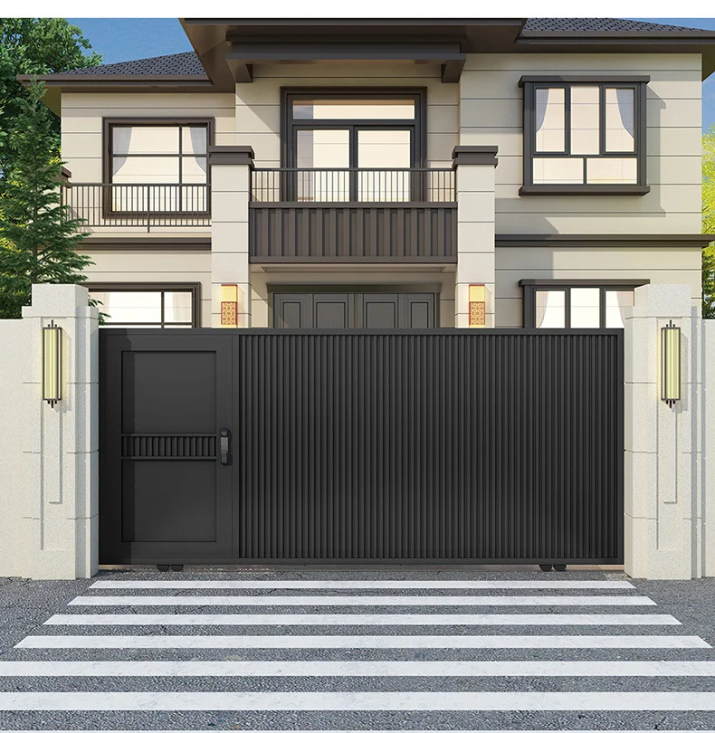 Customized   Main Entrance Gates Remote Control Design Waterproof  Automatic Electric Sliding Gate Exterior Aluminum Garden Gate
