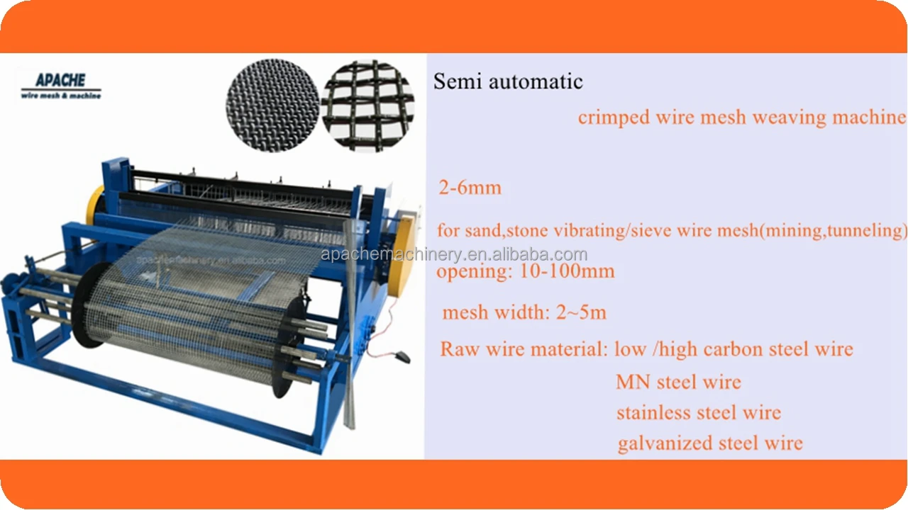 APACHE 0.5-2.5 1.5~5 2-6   6-12mm FULL AUTOMATIC crimped wire mesh machine equipment