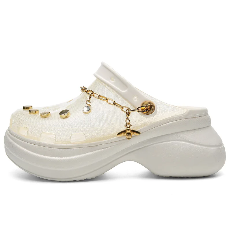 
2021 wholesale fashion gardener platform Chain adults/girls clear 8CM heels premium bae women eva clogs mules with chain 