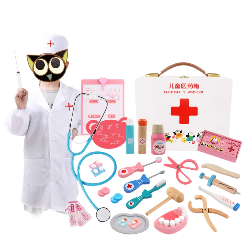 
2020 New Pretend Play Wooden Learning Educational Doctor Set Toys for Kids 