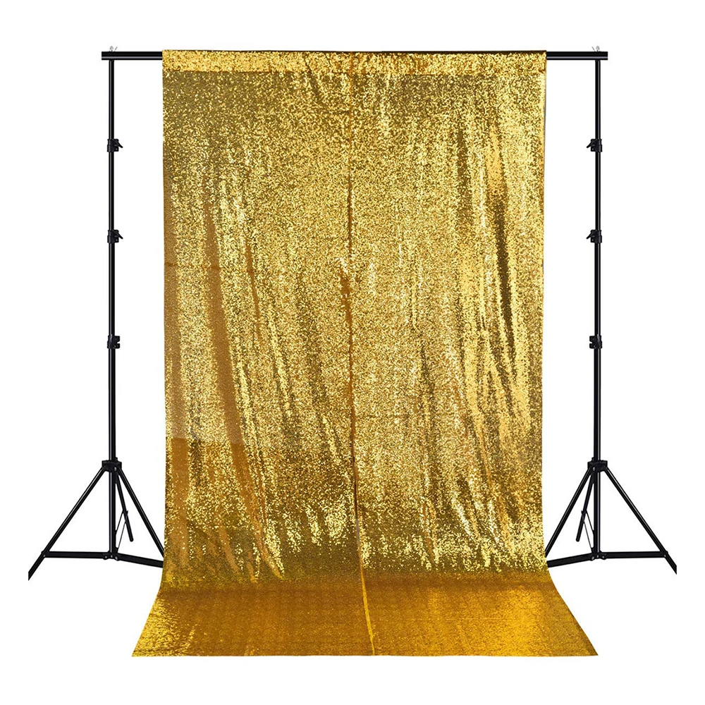 183x244cm outdoor wedding stage background luxury gold shimmer sequin fabric curtain