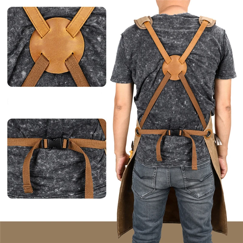 Customize Wax Canvas Chef Apron with Tool Pockets Heavy Duty  Canvas Shop Apron for Woodworkers Mechanics Blacksmiths Carpenters