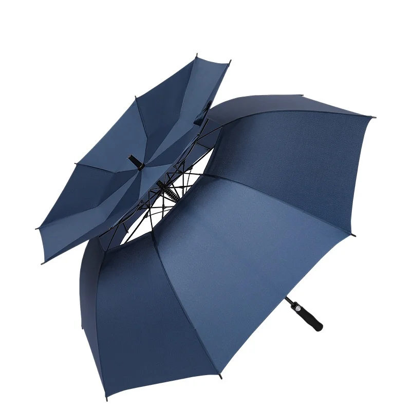 Wholesale Custom Large Wind Resistance Straight Umbrella 30 inch Logo Print double layers umbrella Long Stick Parasol