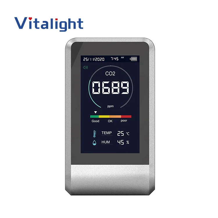 3.5 Inch Color Lcd Quality Indoor Air Quality Monitor 3-in-1 Combotemperature And Humidity Carbon Dioxide Co2 Detector