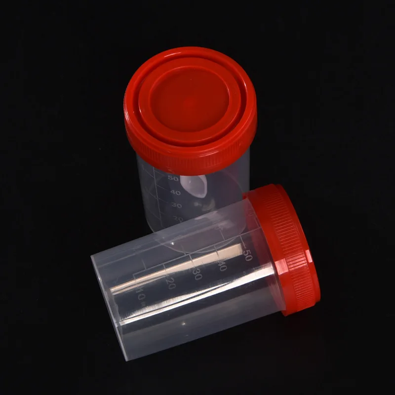Disposable medical plastic sterile 60ml polypropylene urine specimen stool container with spoon
