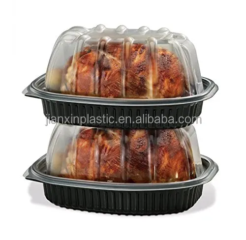 Microwave plastic portable blister packaging box container with handle chicken take away packing container for roast duck