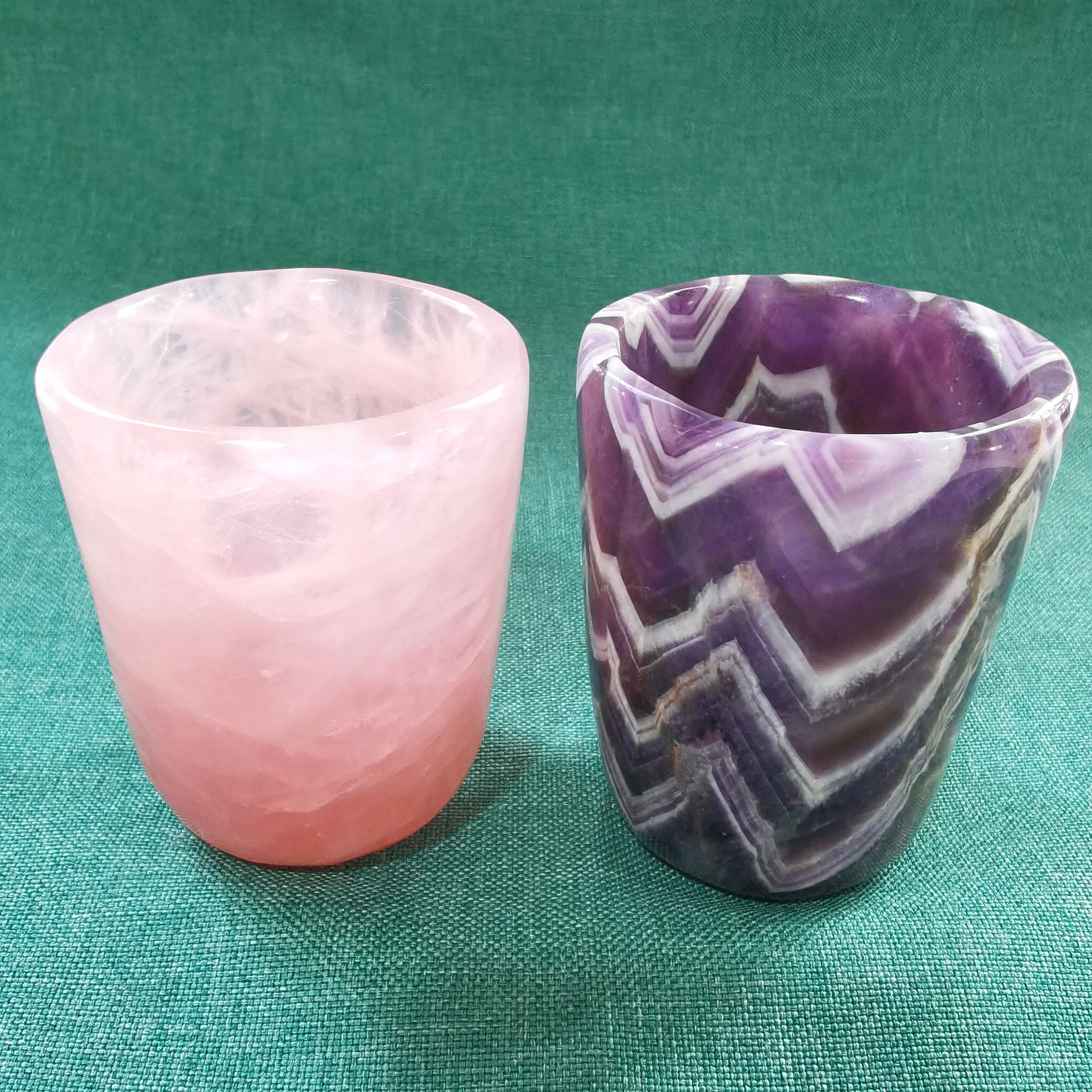 Wholesale Natural Crystal Stone Rose Quartz And Dream Amethyst Tea Cup For Gift (1600262023249)