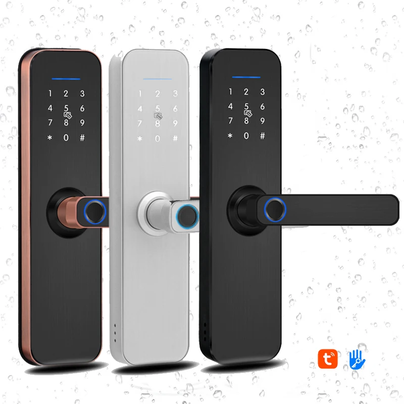 Keyless entry Wifi tuya Blue tooth ttlock touch screen keypad code digital electronic smart handle fingerprint Home door lock