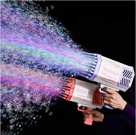 New Bubble Kids Toys 69 Holes Glare Bazooka Rechargeable Large Bubble Machine Bubble Gun Toys for Kid