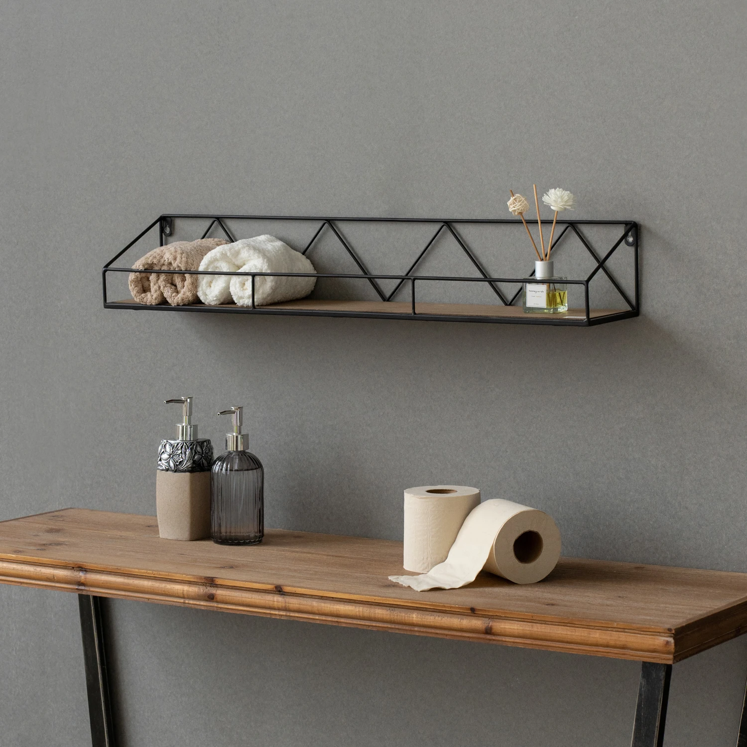 Floating Shelves Wall Mounted Black Rustic Design Wood Storage for Bedroom, Living Room, Bathroom, Kitchen, Office
