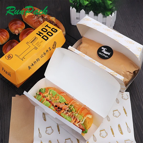 Takeaway Cardboard Paper Packaging Tray Fast food Hot dog Burger Fried Chicken Chips French Fries Packaging Box Container