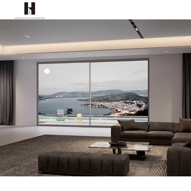 HANNOVER Custom Modern Floor To Ceiling Ghost Track Glass Door Terrace Sliding Glass Door Aluminum modern Sliding Door Bathroom