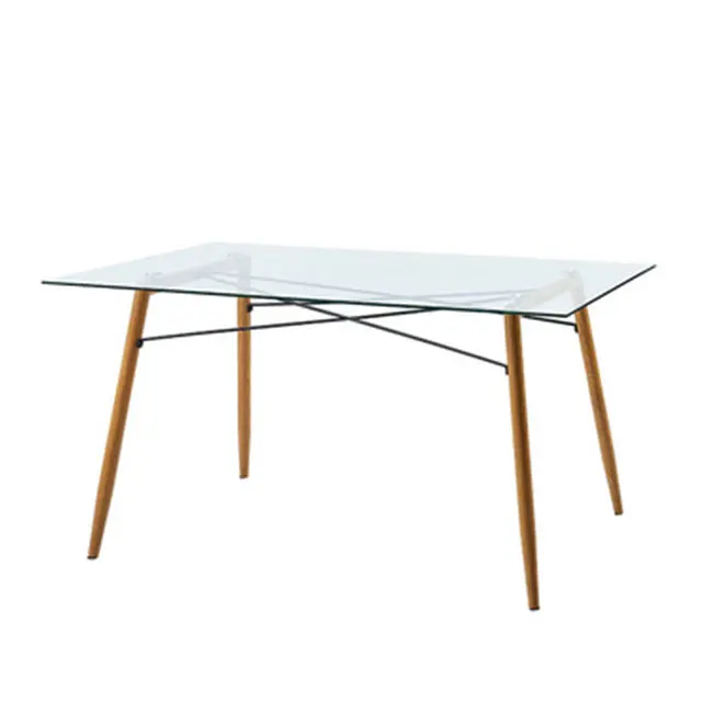 Modern Dining Room Table Luxurious Dining Table Glass Dining Tables with Solid Wood Leg