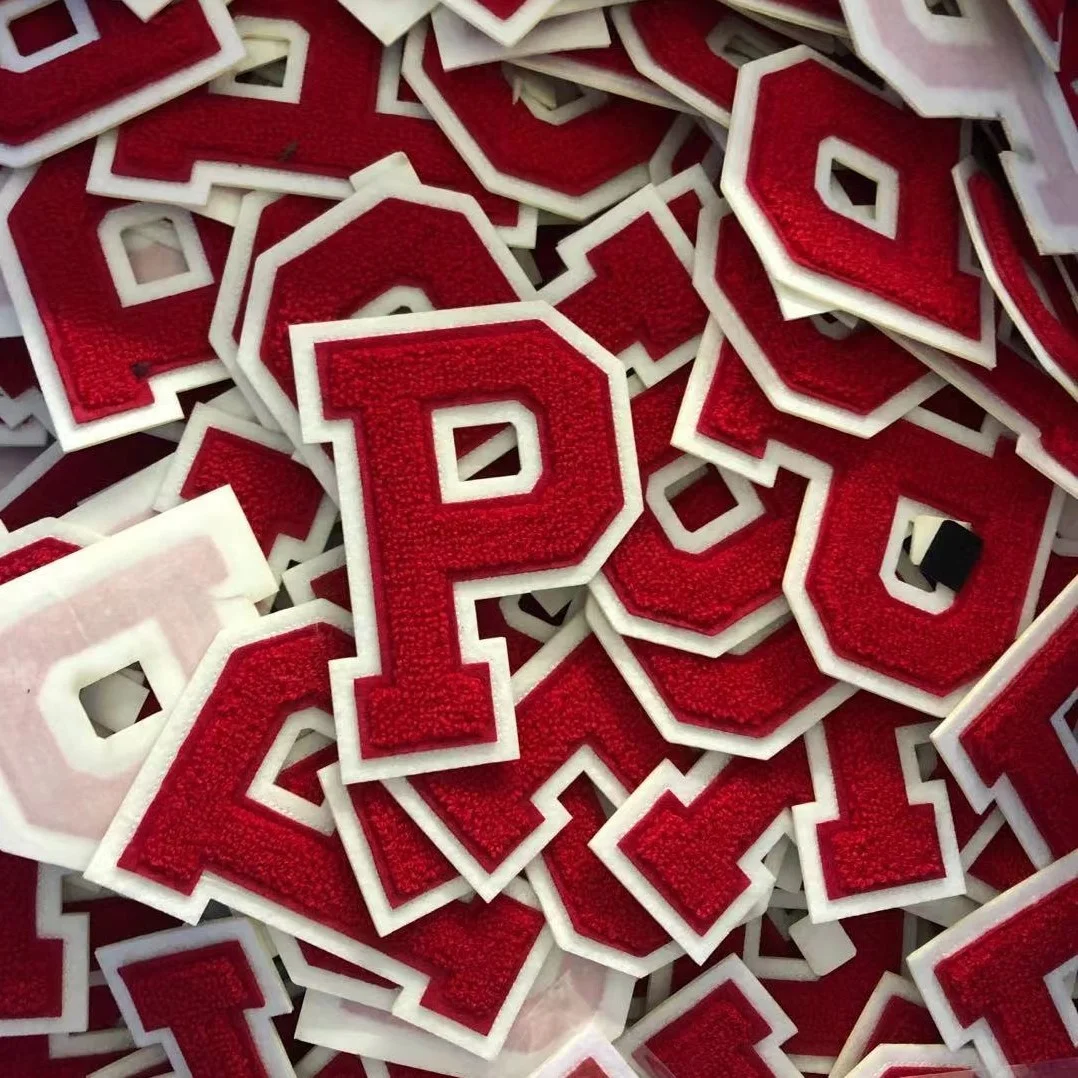 Wholesale Heat Transfer 3d Logo Big Letter Embroidery Patch Iron On Chenille Patches For Clothing Embroidered