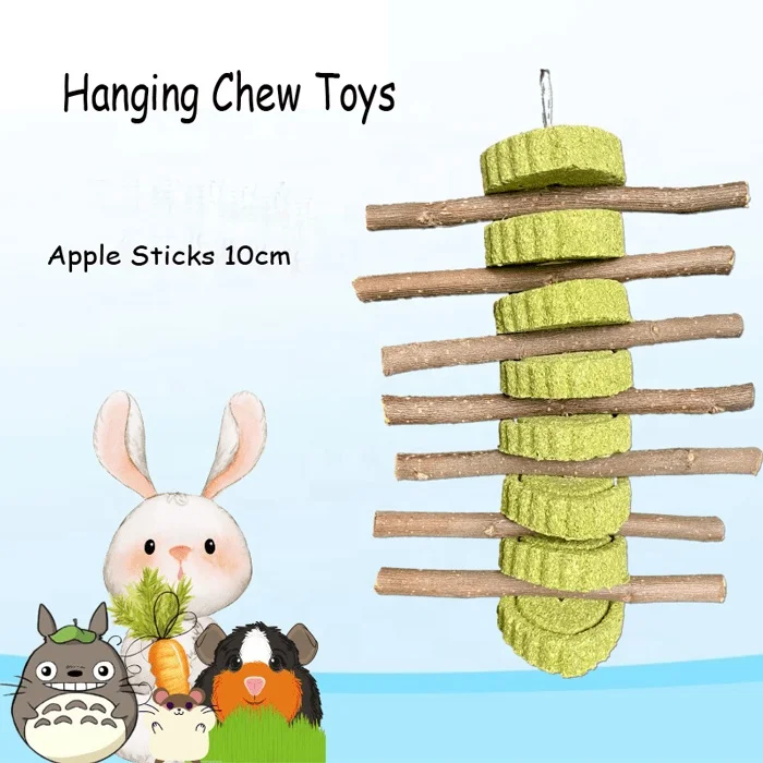 Hay Hanging Heart-Shaped Cake And Bamboo Sticks Treat For Rabbit, Hamsters, Guinea Pigs, Chinchillas & Small Rodents