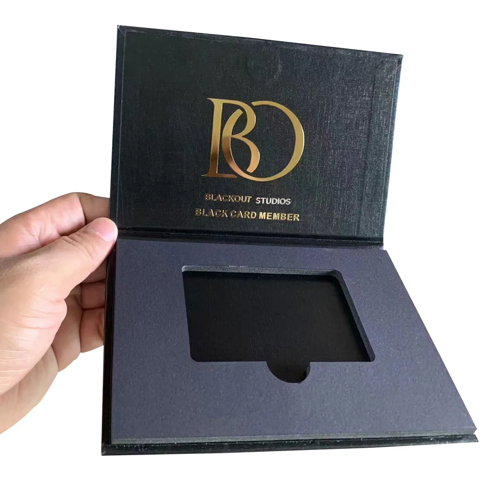 Custom Logo Printed Black Cardbox Bank Card Box Luxury VIP Credit Card Packaging Gift Box
