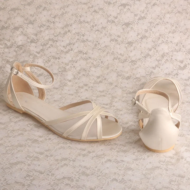(23 Colors) Ivory White Flats for Women Wedding