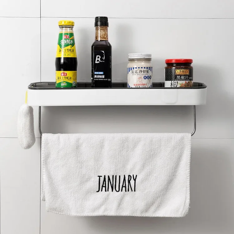 Sesame New Design Plastic Toilet Wall Mounted Bathroom Corner Rack Multi Functional Storage Shelf Rack