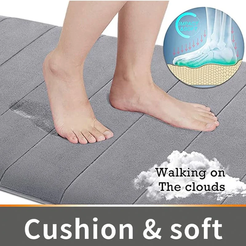 Water-absorbing Soft Custom Logo Foot Mat Solid Color Non-slip PVC Bathroom Floor Mat Bath Mat
