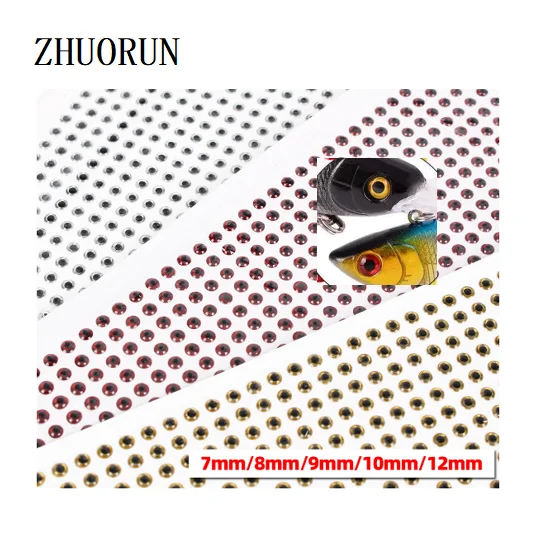 ZHUORUN Новый 3D Luya животный глаз 7 мм/8 мм/9 мм/10 мм/12 мм наживка для наклейка бионический рыбий
