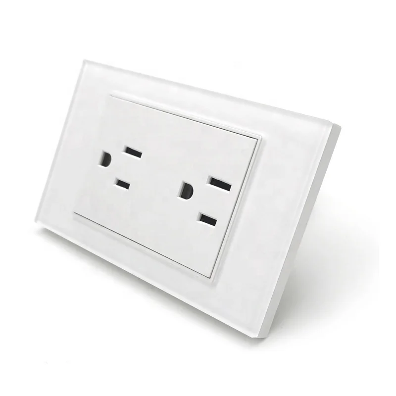 America Type Glass Panel US Double Wall Power Socket 110 - 240 V AC
