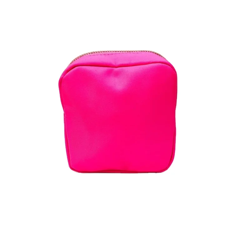 Multi Colors and Sizes Low MOQ Nylon Cosmetic Bag Zipper Travel Bag For Women Lady  Makeup Pouch