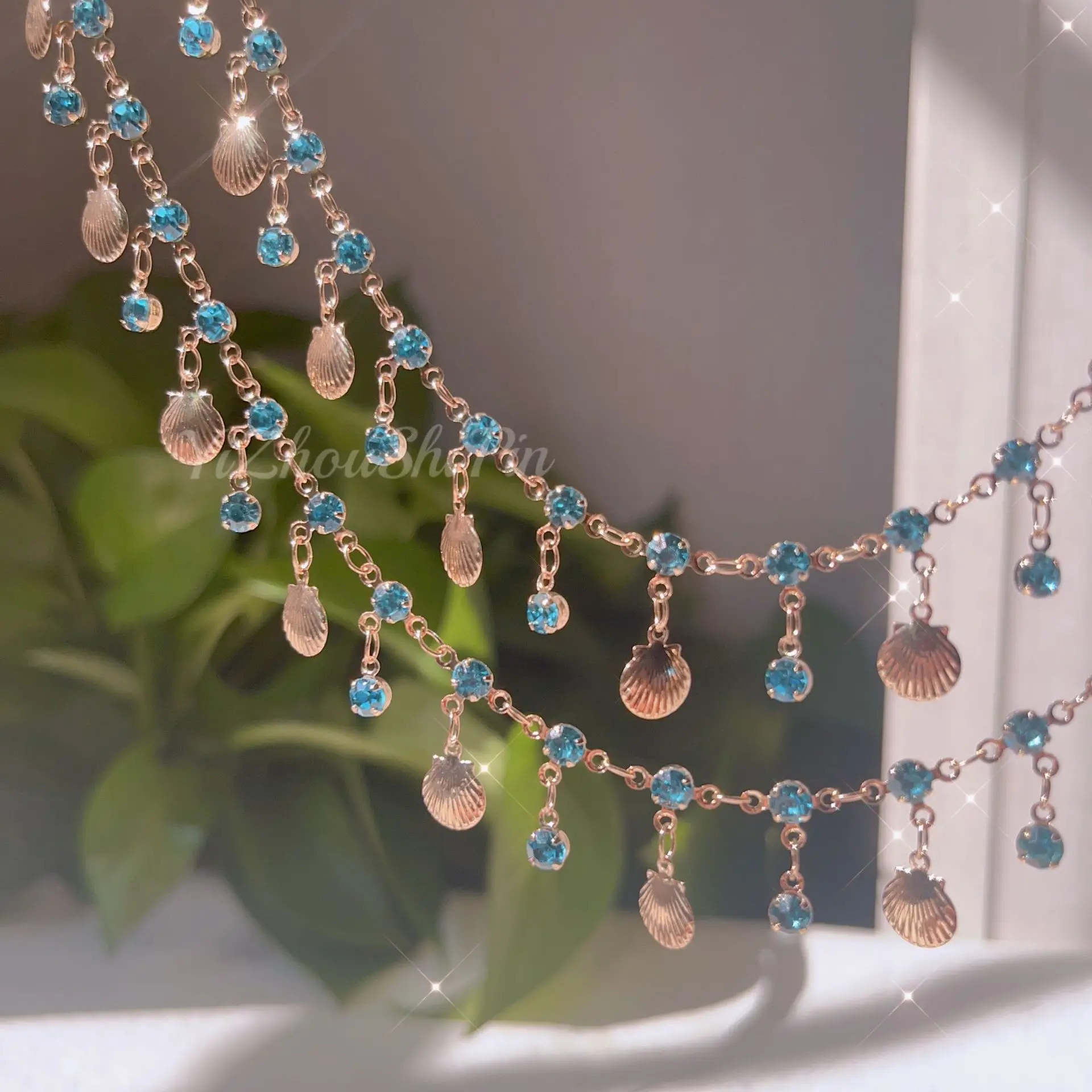 Rawmand Shell Decorative Crystal  Chain for Jewelry Making Zircon Copper Chains for DIY Necklace Ankle Bracelet