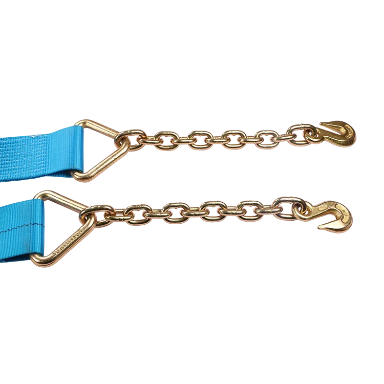 5400lbs  Polyester Lashing Belt Tie Down Ratchet With Chain Extension Ratchet Buckle Cargo Lashing Belts