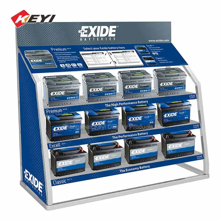 Retail Shop 3 Tier Metal Stand Display Battery / Car Battery Display Stand