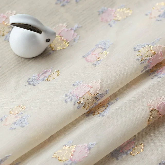 Wholesale Dresses Fabric Satin Brocade Glitter Pink Floral Embroidery Tela Lurex Thin Chiffon Silk Jacquard Polyester Fabric