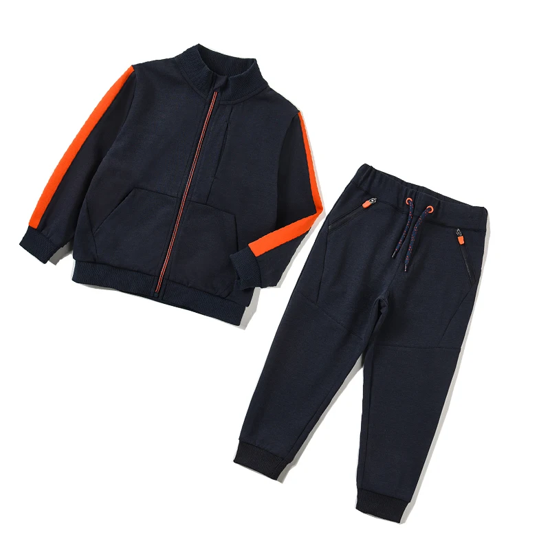 Wholesale Kids Boy Long Sleeve Coats  With Zipper Drawstring Jogger Pants with Pockets Sportswear Sets