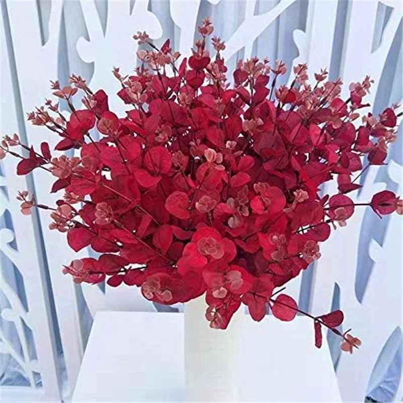 Handmade Artificial Flower Faux Silk Eucalyptus Real Touch Leaf Centerpiece Stems