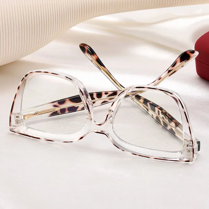 New Design Trendy Fashion Big Frame Ladies TR90 Glasses Frame Blue Light Optical Eyeglasses