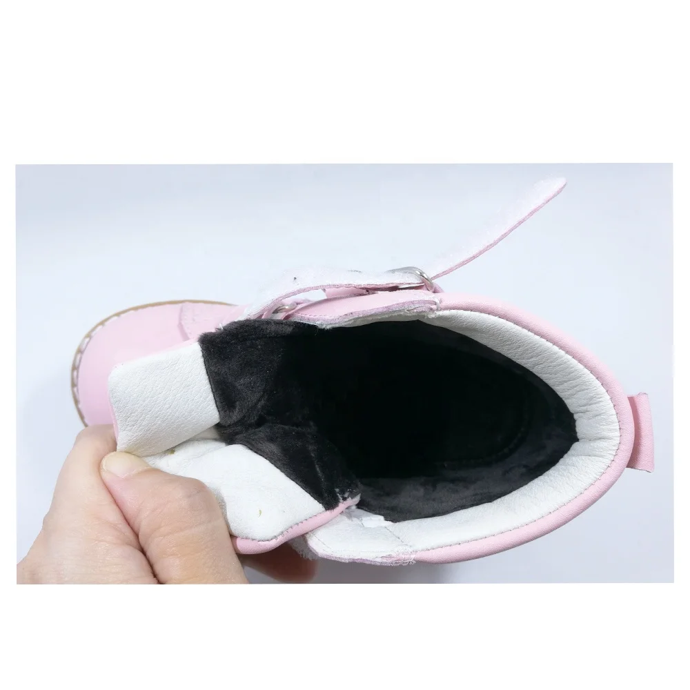 Ukraine Russian market kid girls pink flower decoration leather boots orthopedic shoes guangzhou manufacturer wholesale price