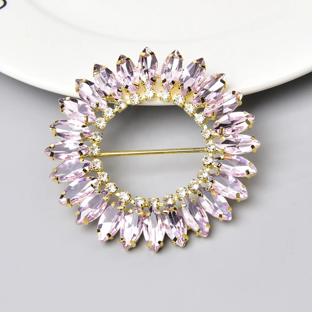 Horse Eye Crystal Accessories DIY Colored Metal Clothing Shoes Hats Decoration Round Circle Rhinestone Belt Buckle