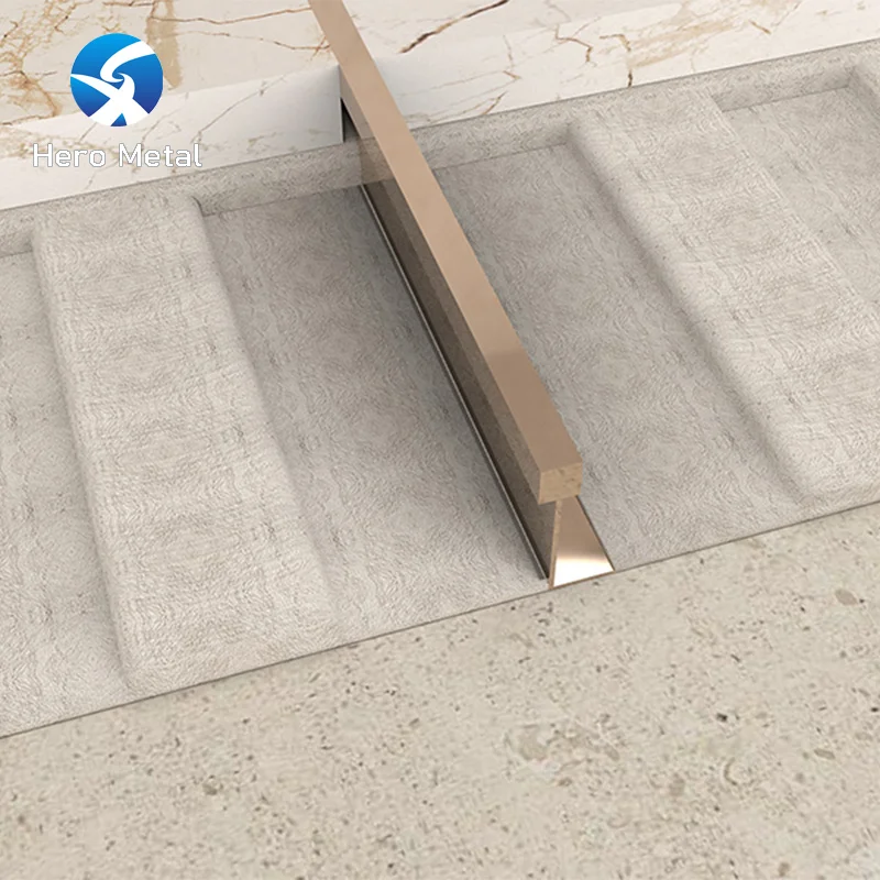 best selling 10mm molding mirror t shaped stainless steel rose gold tile profile trim